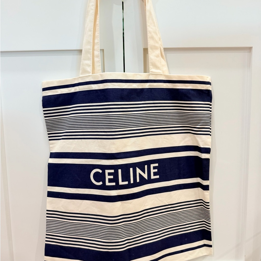 Celine- gift w\ purchase Striped Canvas Tote + 
1 Novelty Scrunchie *Pick color* - Picture 5 of 12